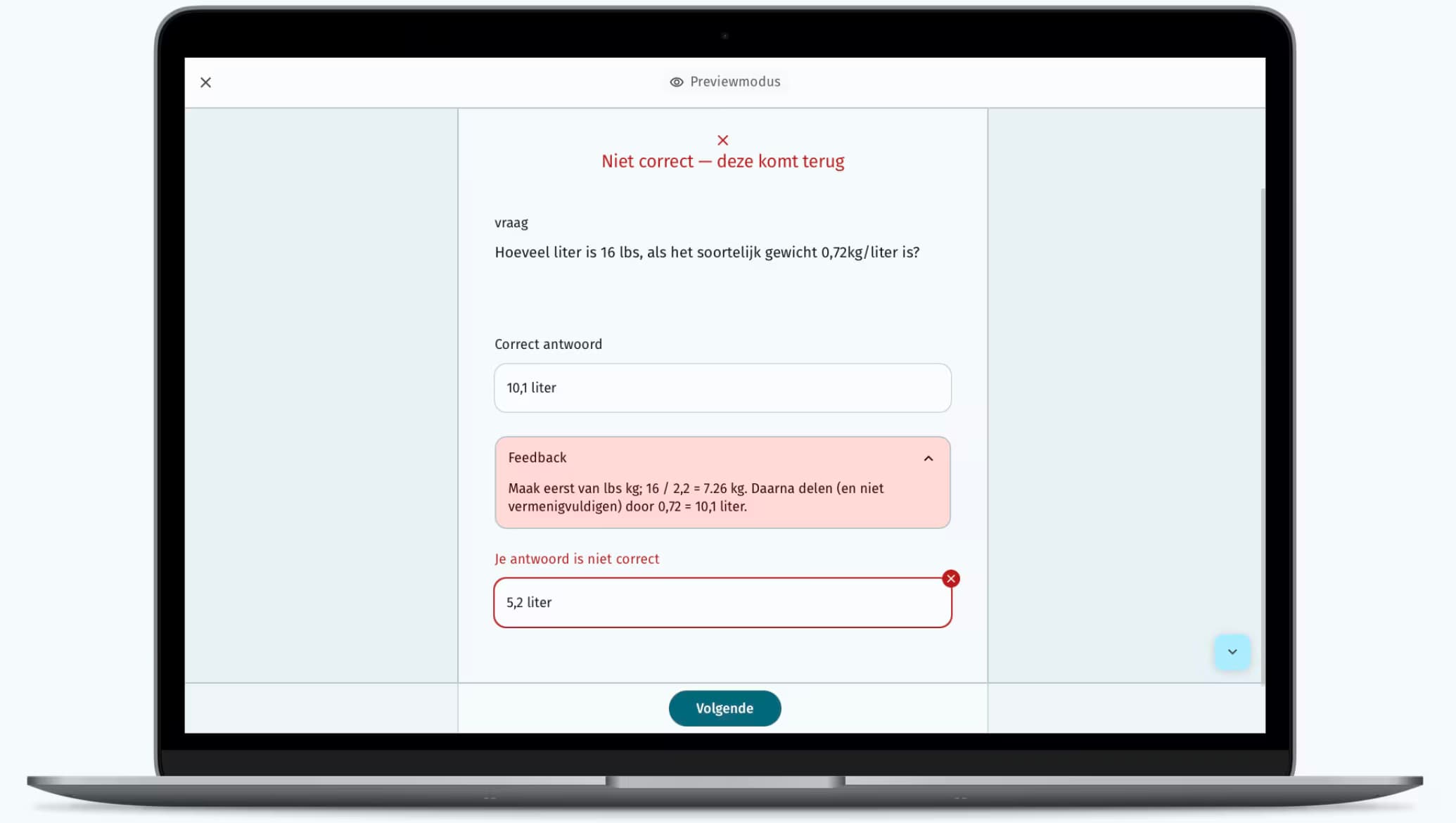 Ecran de feedback Drillster avec une reponse incorrecte et une explication pour une question theorique de Vliegschool Hilversum