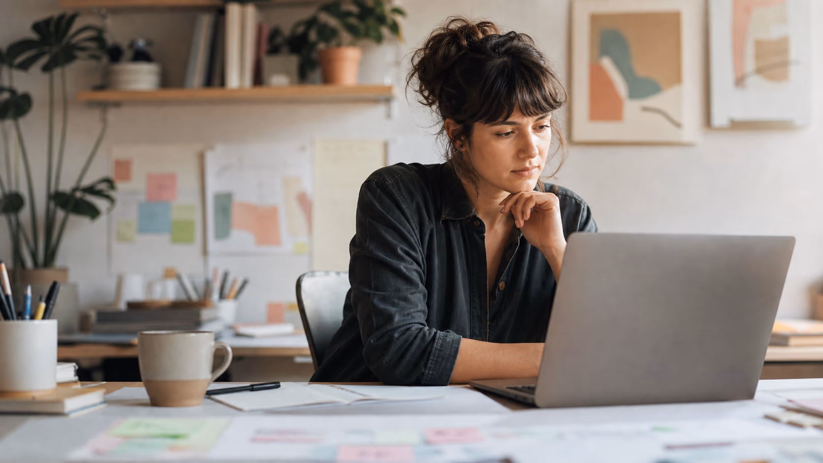 Instructional designer creating drills on a laptop